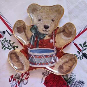 Franklin Mint Little Drummer Bear Christmas Display Dish Plate
